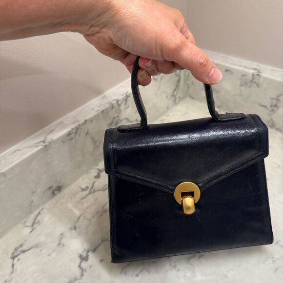 Classic Vintage Elegant Navy brass minibag Handbag - Picture 15 of 15